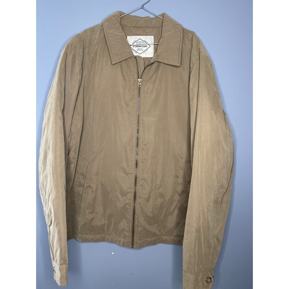 St Johns Bay Mens L Jacket Y2K Dadcore Workwear Quilted Lined Full Zip Fall